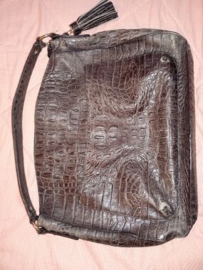 Talbots Genuine Crocodile Leather Gray Purse